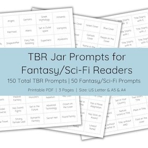 TBR Jar Prompts | Fantasy Reader | TBR Karten | Druckbare TBR | Lese-Challenge | Anweisungen zum Lesen | Bücherwurm Printable | Fantasiebuch Merch