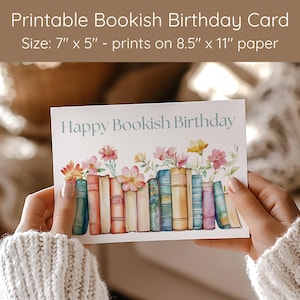 Tarjeta de cumpleaños imprimible / Tarjeta de feliz cumpleaños / Tarjeta de felicitación imprimible / Tarjeta para amantes de los libros / Regalo para amantes de los libros / Tarjeta de cumpleaños / Descarga digital