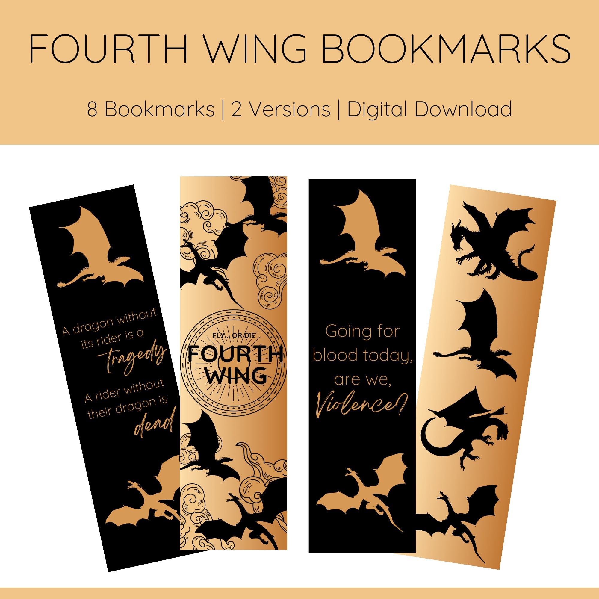 Printable Fourth Wing Bookmark Fourth Wing Bookmark Printable Bookmark ...