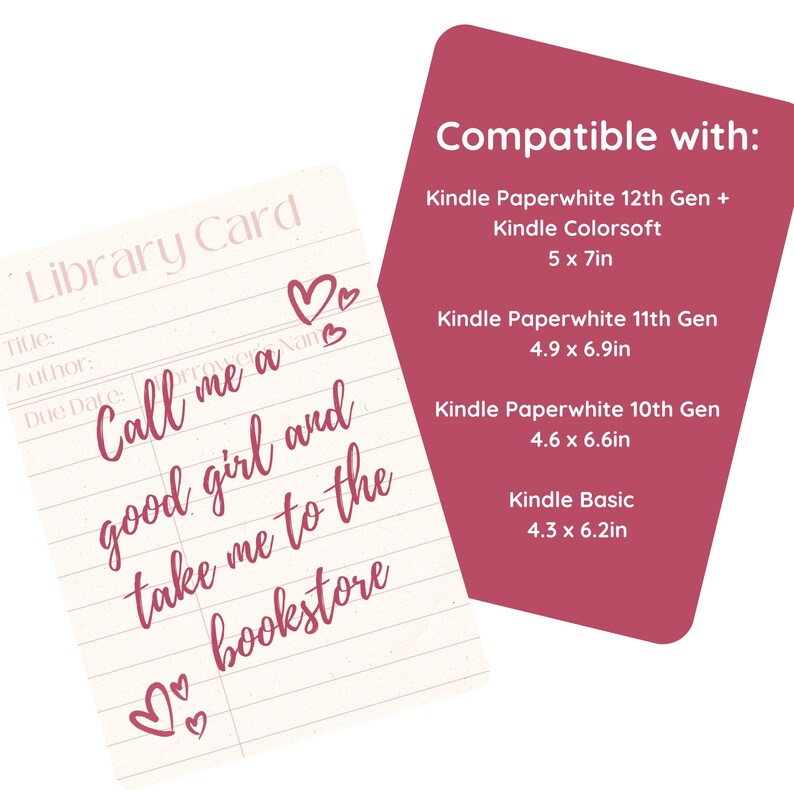 Printable Kindle Insert | Good Girl Library Card Kindle Insert | Kindle ...