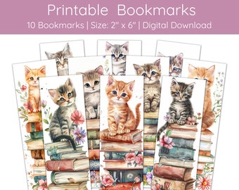 Kattenbladwijzers | Afdrukbare bladwijzers | Aquarel bladwijzer | Leuke bladwijzer | Bladwijzerset | Dierlijke bladwijzer | Bibliofiele geschenken