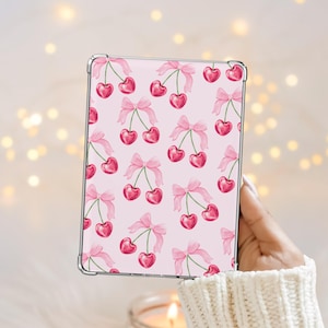 Insert imprimable pour étui transparent Kindle : Cerises roses - Compatible avec Paperwhite, Basic, Colorsoft, Oasis et Scribe (Téléchargement numérique / Fichier PDF)