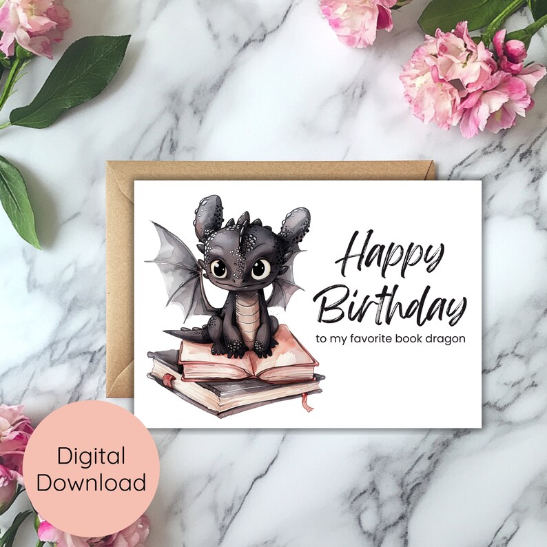 Printable Birthday Card Happy Birthday Card Birthday Card With Dragon ...