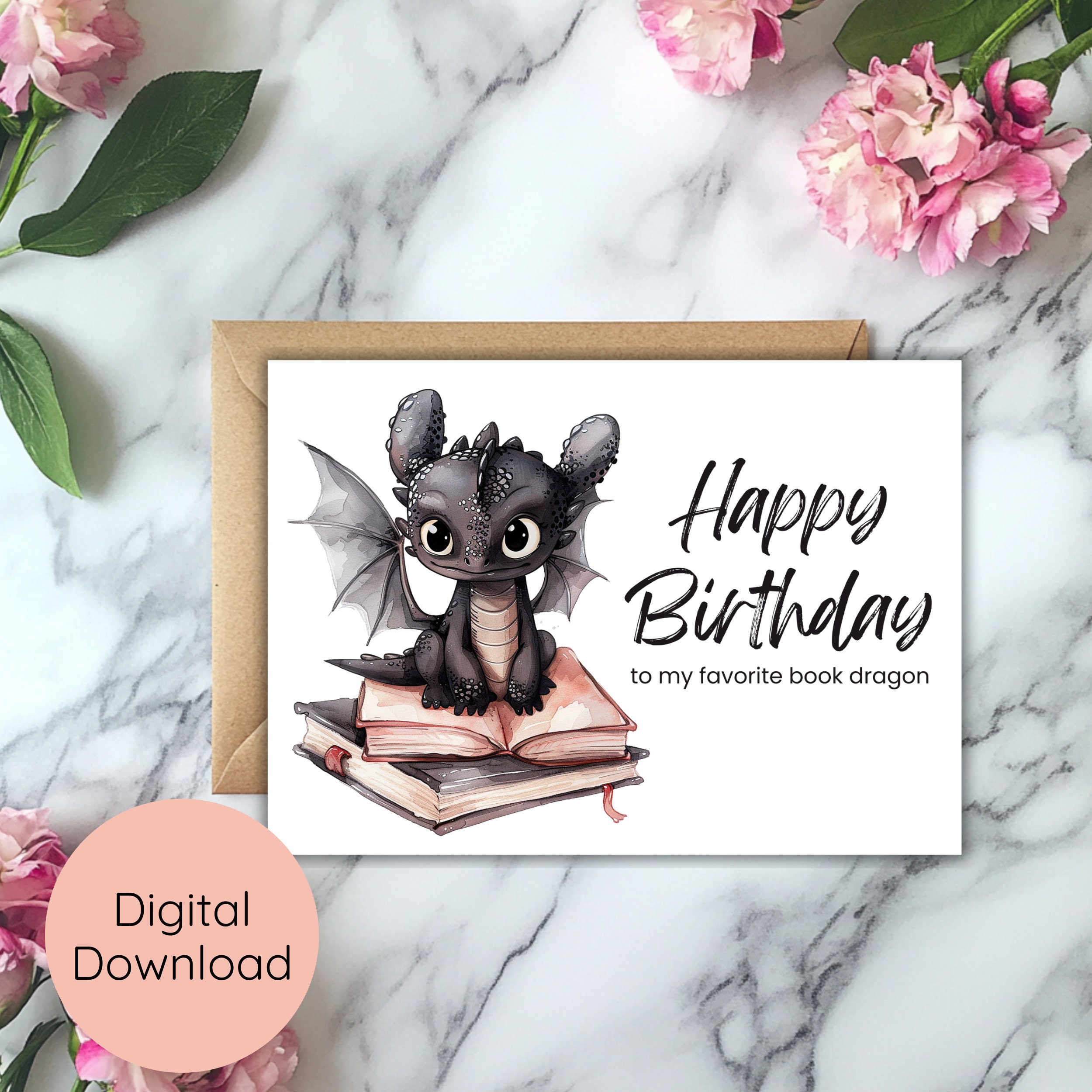 Printable Birthday Card Happy Birthday Card Birthday Card With Dragon ...