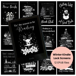 Winter Kindle Lock Screen | Christmas Kindle Screensaver | Kindle Accessories | Kindle Paperwhite | Kindle Wallpaper | Bookish Accessory