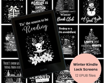 Winter Kindle Lock Screen | Christmas Kindle Screensaver | Kindle Accessories | Kindle Paperwhite | Kindle Wallpaper | Bookish Accessory
