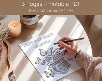 Coloriages à imprimer pour les lecteurs | Cadeau livresques | PDF imprimable | Téléchargement numérique