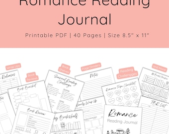 Romance Reading Journal | Reading Tracker | Book Log | Book Tracker | Bookshelf Tracker | Book Challenge | Book Review | Reading Planner