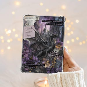 Printable Kindle Insert | Fantasycore Kindle Insert | Black Dragon | Kindle Paperwhite | Kindle Basic | Kindle Decor | Digital Download