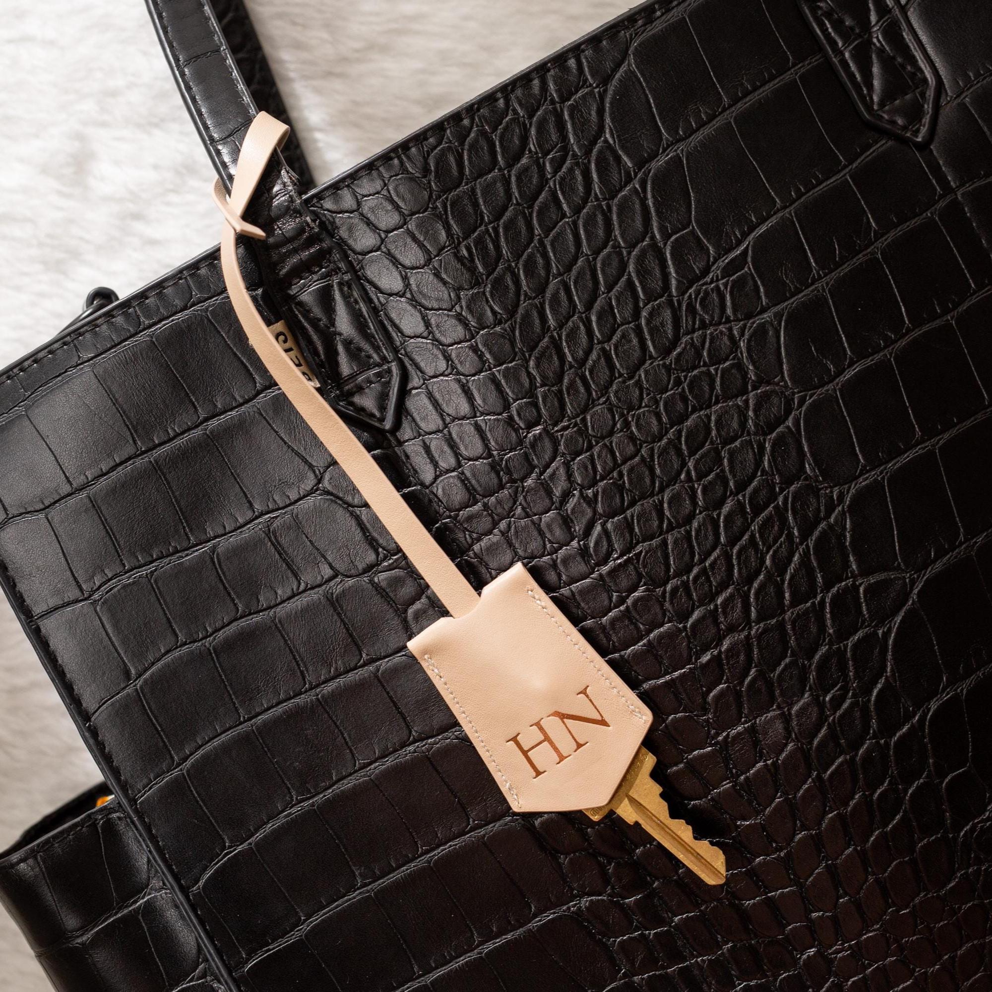 Embossed Leather Clochette (large Initials) - Personalized Bag Tag 