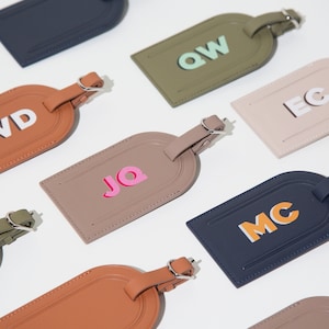 Personalized Leather Luggage Tag - UV Printed Initials, Personalized Travel Accessory, Custom Bag Identifier, Graduation Gift, Weding Favor image 2