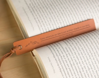 Engraved leather bookmark, 3rd anniversary bookmark custom handwritten note bookmark, mother's day father's day gift ideas