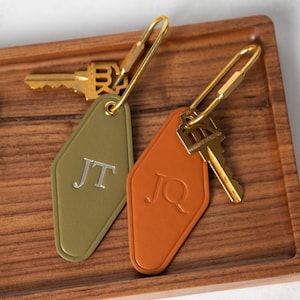 Embossed Diamond Leather Keychain (initials) - Personalized Monogram ...