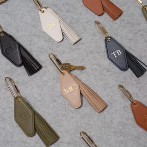 Embossed Diamond Leather Keychain (initials) - Personalized Monogram Key Ring Made Of Genuine Nappa Leather, Custom Initial Bag Charm