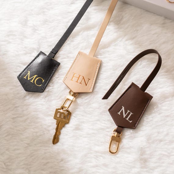 Embossed Leather Clochette (large Initials) - Personalized Bag Tag