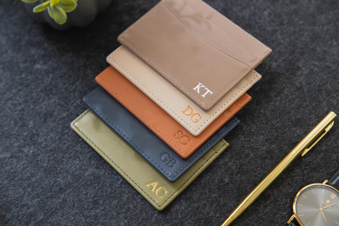 Embossed Leather Card Holder Custom Initials Slim Wallet Embossed embossed-leather-card-holder-custom-initials-slim-wallet-embossed