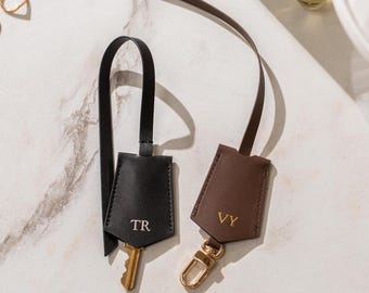 Embossed Leather Clochette (XS Initials) - Monogram Purse Charm, Initial Key Bell Clochette, Custom Bag Tag, Gift for Her
