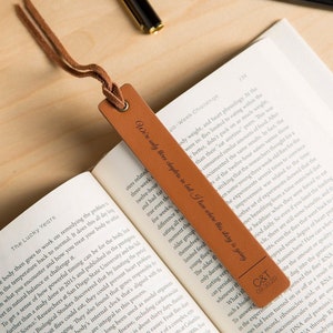 Engraved leather bookmark, handwritten note bookmark, leather 3rd anniversary gift for him, custom unique back to school gift idea