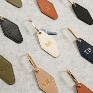 Embossed Diamond Leather Keychain (initials) - Personalized Monogram ...