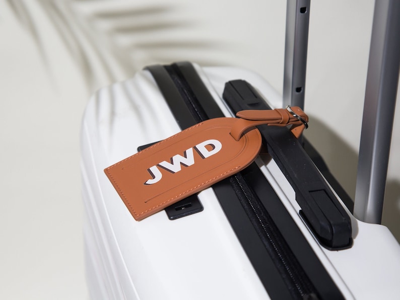 Personalized Leather Luggage Tag - UV Printed Initials, Personalized Travel Accessory, Custom Bag Identifier, Graduation Gift, Weding Favor image 3