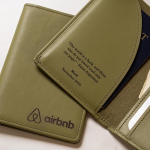 Nappa Passport Holder - Engraved Logo on Genuine Nappa Leather, Custom Passport Cover, Executive Travel Gift, Client Gift, Retirement Gift