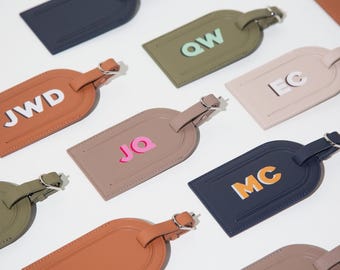 Personalized Leather Luggage Tag - UV Printed Initials, Personalized Travel Accessory, Custom Bag Identifier, Graduation Gift, Weding Favor