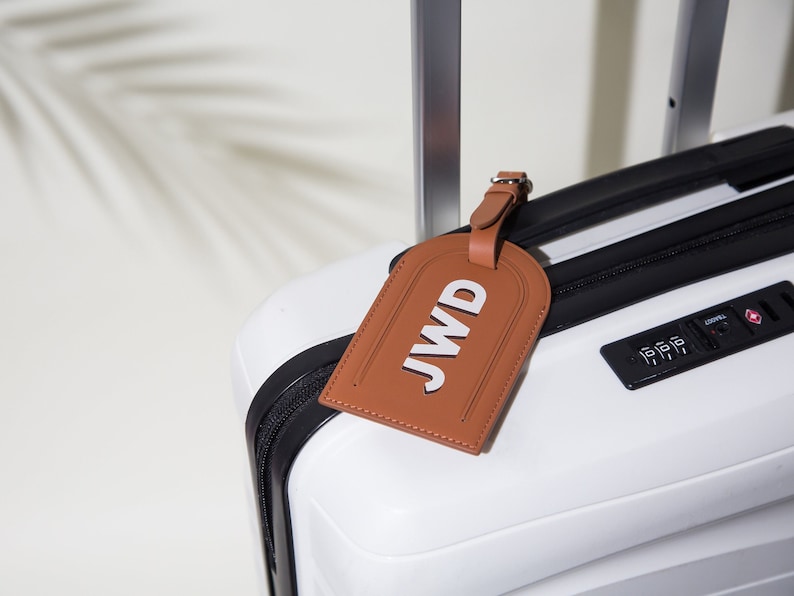 Personalized Leather Luggage Tag - UV Printed Initials, Personalized Travel Accessory, Custom Bag Identifier, Graduation Gift, Weding Favor image 4