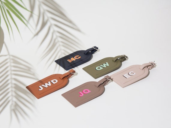Personalized Leather Luggage Tag - UV Printed Initials, Personalized Travel Accessory, Custom Bag Identifier, Graduation Gift, Weding Favor