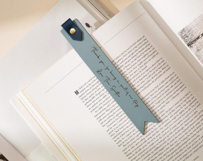 Engraved Leather Bookmark w/ Loop (d3) - Personalized Custom Quote Keepsake, Bridesmaid Present, Graduation Gift, Wedding Party Favor