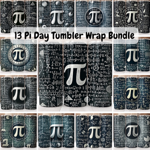 Pi Day Tumbler Wrap PNG | Math Geek Digital Design | 3.14 Pattern Drinkware Decor | Instant Download Math Lover Gift