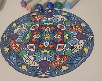 Lotus themed Mandala Adult Colouring | Wrapping paper for small items | Hand Drawn Cute Relaxing Stress Relief