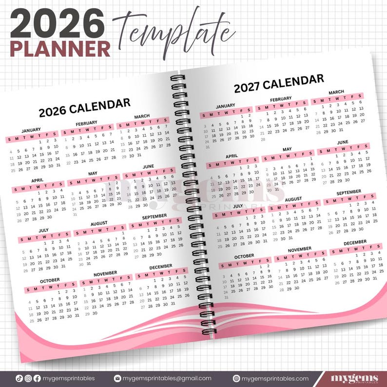 2026 Simple Minimalist Pink Planner Canva Editable Template With Ready ...