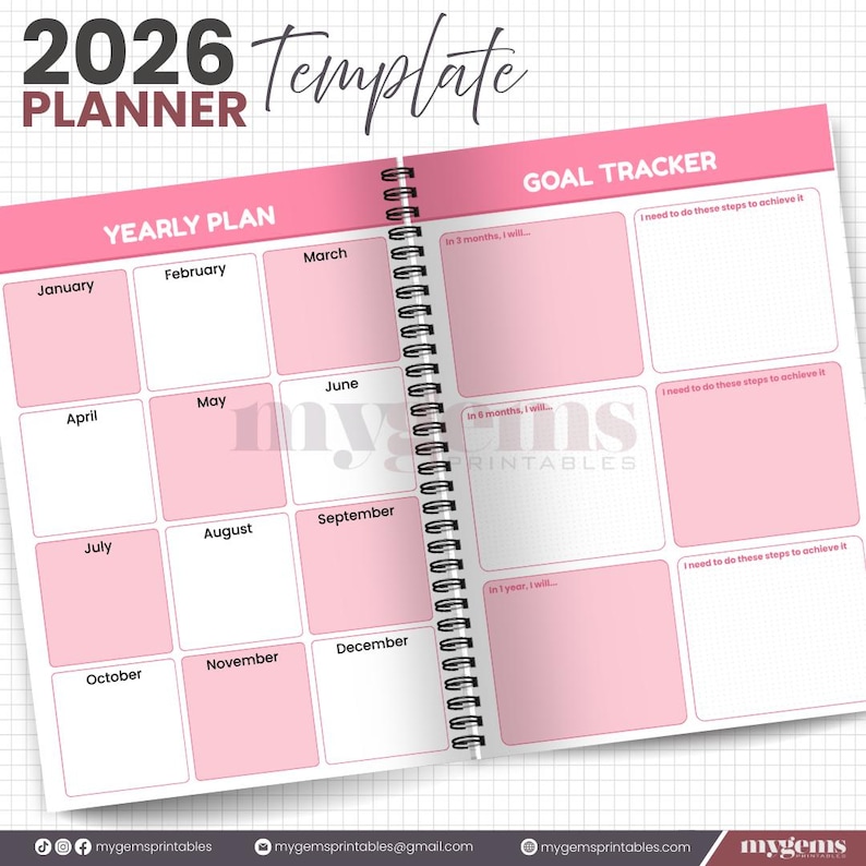 2026 Simple Minimalist Pink Planner Canva Editable Template With Ready ...