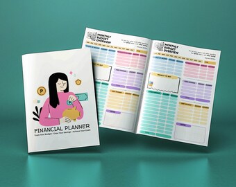 Girly Colorful Financial  Tracker Budget Planner Spending Tracker Canva Editable Template A5 Size