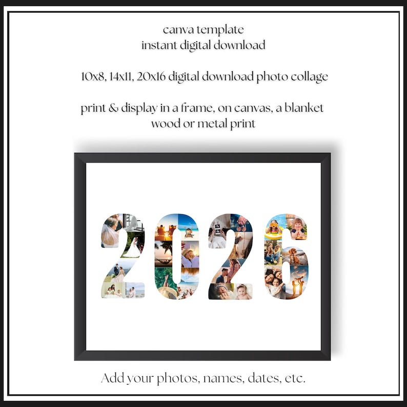 Personalized 2026 Yearly Photo Collage Canva Template