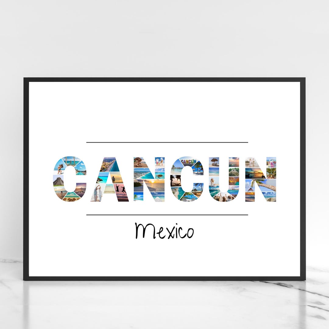 Cancun Mexico Collage Canva Template, Cancun Mexico Trip Collage Gift ...