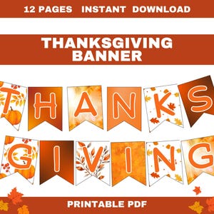 Printable Thanksgiving Banner, Thanksgiving Decorations, Thanksgiving Party Decor, Thanksgiving Table, Instant Download Thanksgiving Sign
