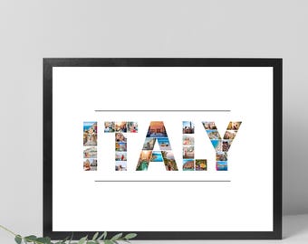 Italy Photo Collage Gift Canva Template, Italy Trip Keepsake, Italy Letter Photo Collage Template, Italian Vacation Photo Collage Canva