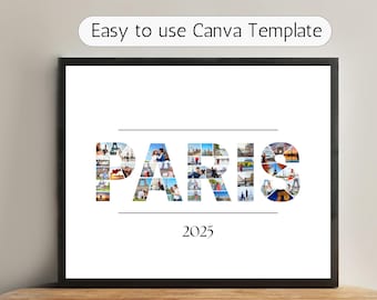 Paris Canva Collage Template, Paris 2025 Trip Keepsake, Paris 2025 Letter Photo Collage, Paris 2025 Vacation Photo Collage, Canva Collage