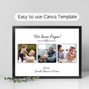 Personalized We Love Papa Photo Collage Gift Canva Template Instant Digital Download, Father's Day Gift for Papa, Photo Gift for Papa