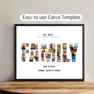 Family Photo Collage Canva Template, Christmas Gift for Mom and Dad, Family Photo Collage Gift for Spouse, Personalized Family Photo Collage