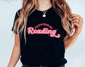 Koszulka z nadrukiem książki retro Prezent dla czytelników Booktok Merch Koszulka „Wolę czytać” Bookish Merch Merch Książka Prezent dla niej Prezent na Dzień Matki