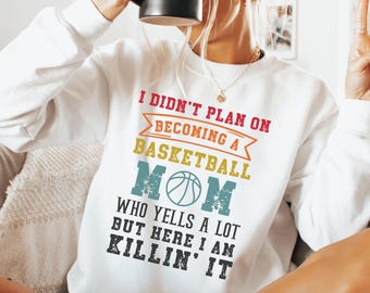 Camiseta de mamá de baloncesto, sudadera de mamá de baloncesto, sudadera de baloncesto divertida, sudadera del día del juego, regalo de mamá de baloncesto Sudadera de baloncesto