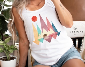 Nature Boho Tank Top Top turystyczny Tank Top przygodowy Tank Top dla kobiet Prezent dla niej Prezent dla żony Prezent na Dzień Matki dla mamy lubiącej spędzać czas na świeżym powietrzu