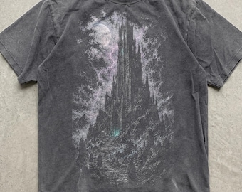 Dark Fantasy Castle Graphic Tee, Gothic Castle Shirt, Moonlit Fantasy Comfort Colors Tee, Dark Academia Shirt, Book Lover Gift, Vintage Gift