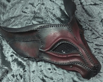 Handcrafted leather fox mask, fennec fox mask, fox costume mask, role play puppy mask, LARP mask, burning man, fox cosplay mask,