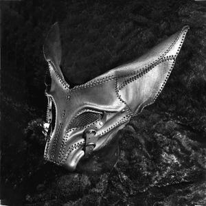 Handcrafted leather fox mask, fox costume mask, steampunk mask, LARP mask, burning man, fox cosplay mask, post-apocalyptic fennec fox mask