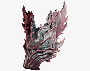 Handcrafted leather wolf mask, hellhound, Lycanthrope, werewolf costume, LARP mask, burning man, renn faire wolf mask, spirit walker costume