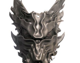 Handcrafted black leather wolf mask, hellhound, Lycanthrope, werewolf costume, burning man, renn faire wolf mask, spirit walker costume