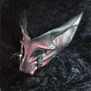 Handgemaakt leren vossenmasker, vossenkostuummasker, steampunkmasker, LARP-masker, Burning Man, post-apocalyptisch fennekvossenmasker, vossencosplaymasker,